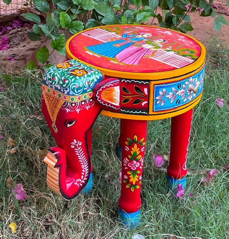 Wooden Elephant Stool Side Table End Table Footstool Etsy