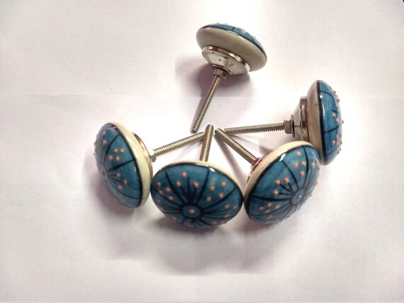 Indian Ceramic Knobs Handpainted Handmade Ceramic Door Knobs Etsy