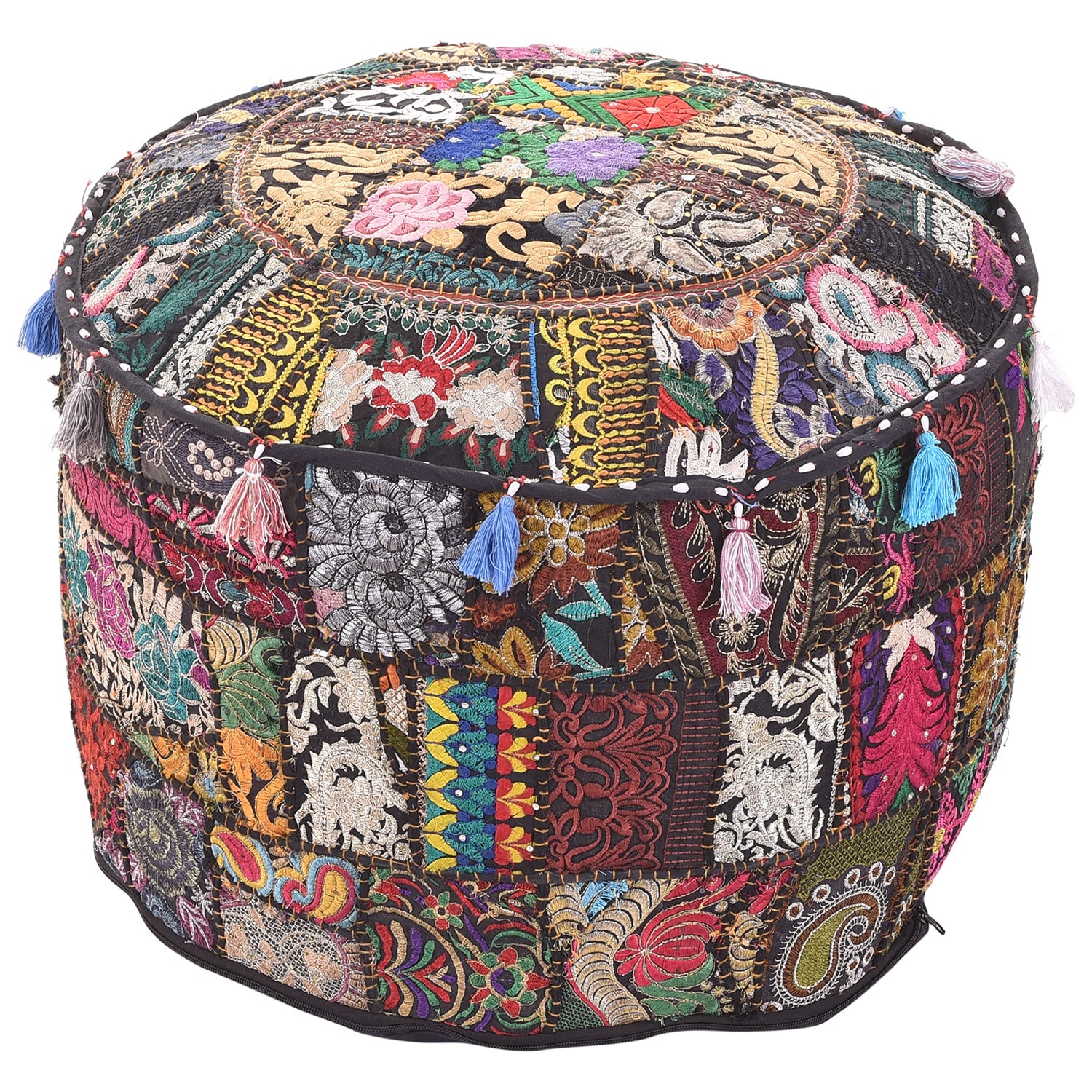 Pouf Ottoman Indian Saree Pouffe Round Poof Foot Stool Floor Pillow Ethnic Decor