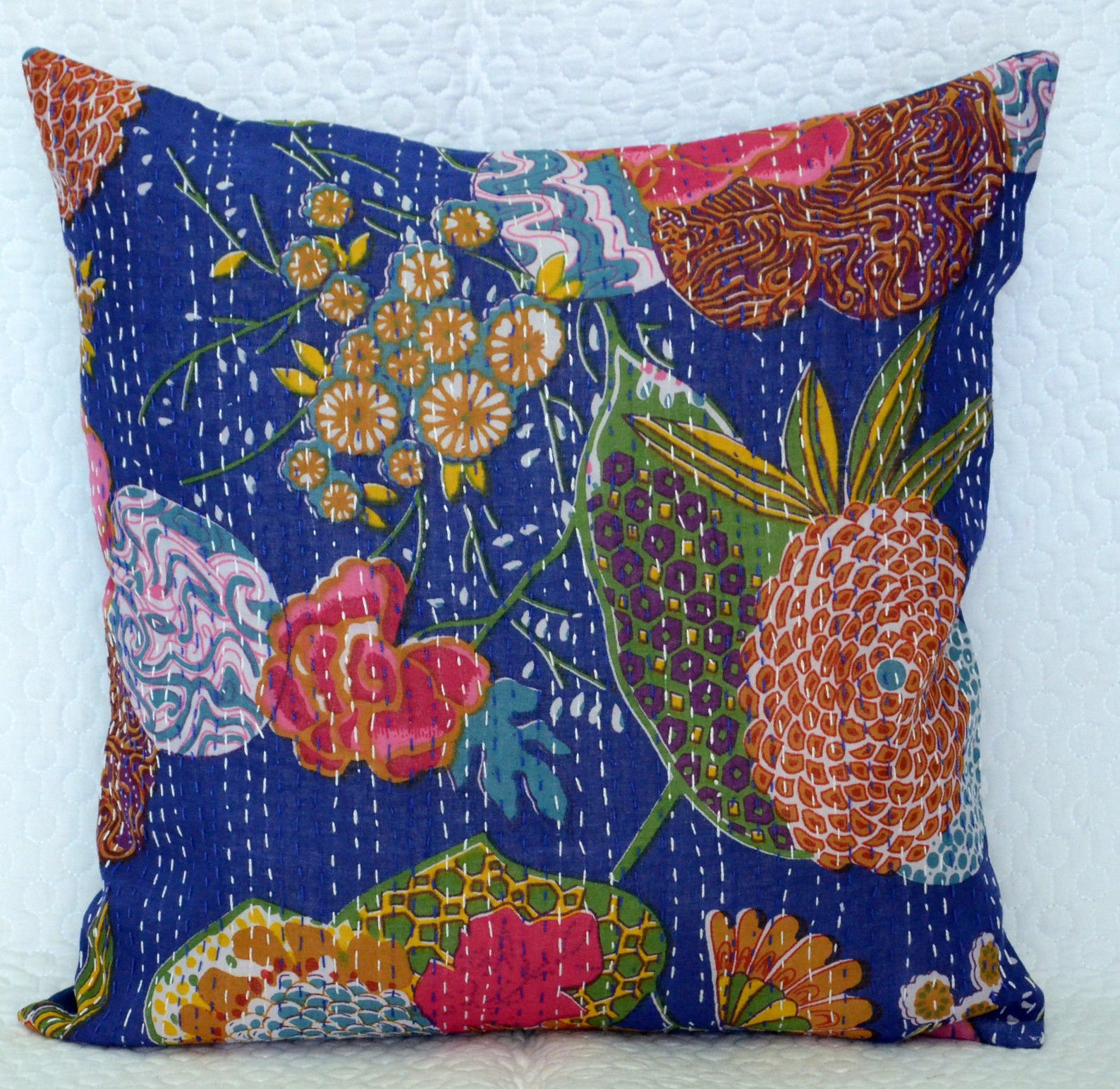 10pcs Hand Block Kantha Pillow Covers Indian Bohemian Floral Etsy