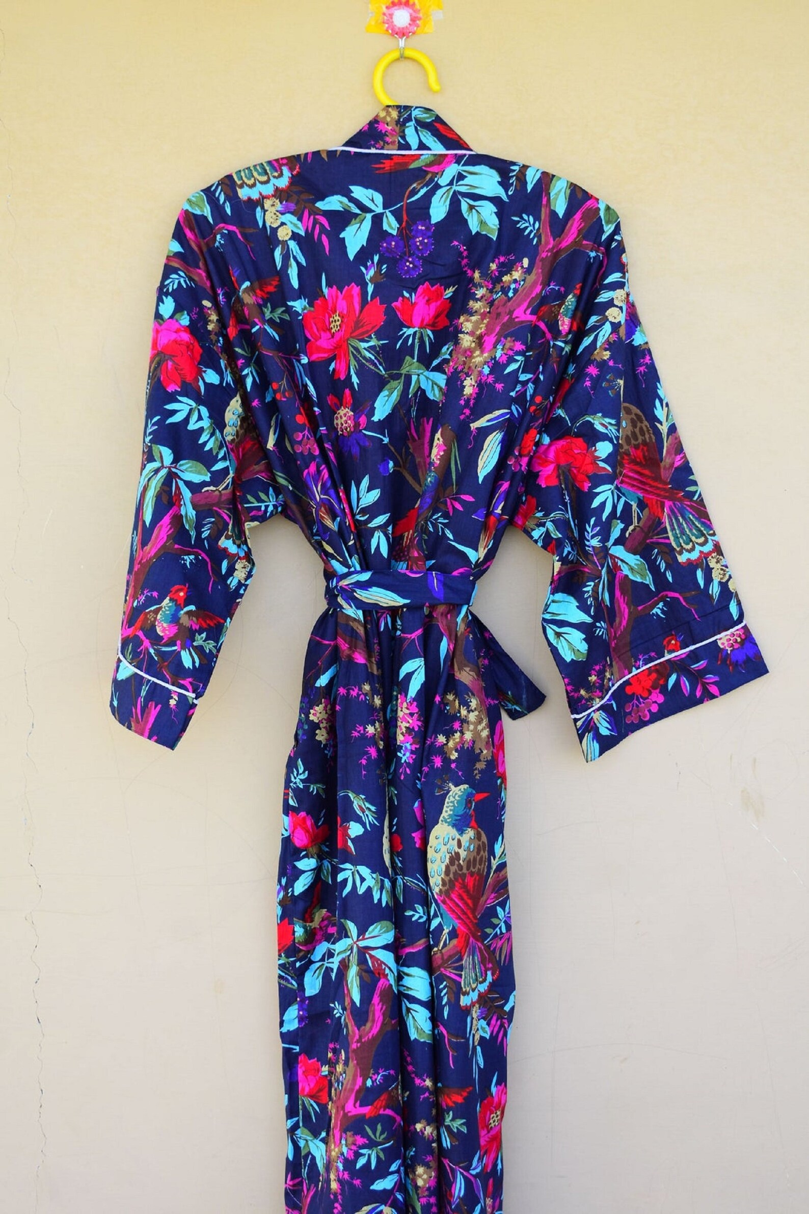 Cotton Unisex robe Handmade Bird print Cover up Bath Robes/ | Etsy