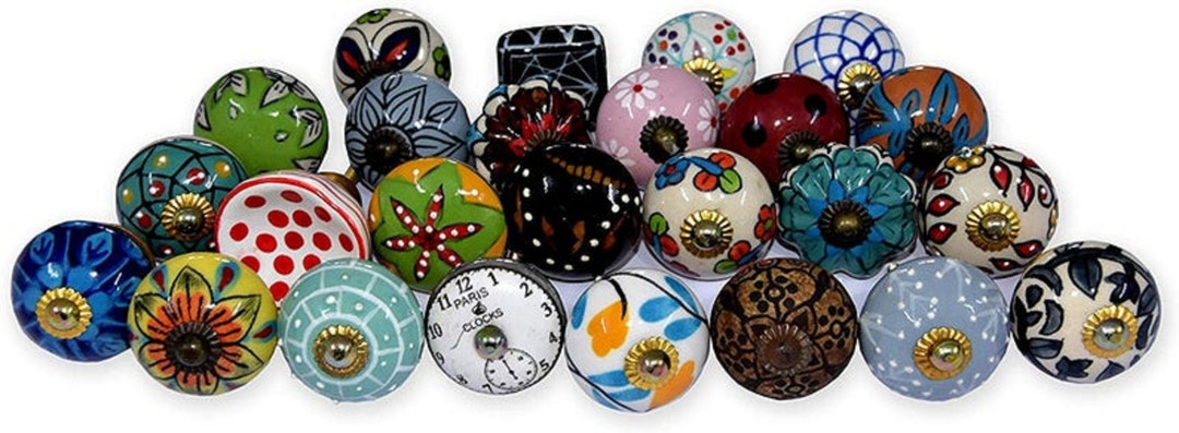 Assorted Hand Painted Crater Knob/round Artistic Cabinet Knob - Etsy
