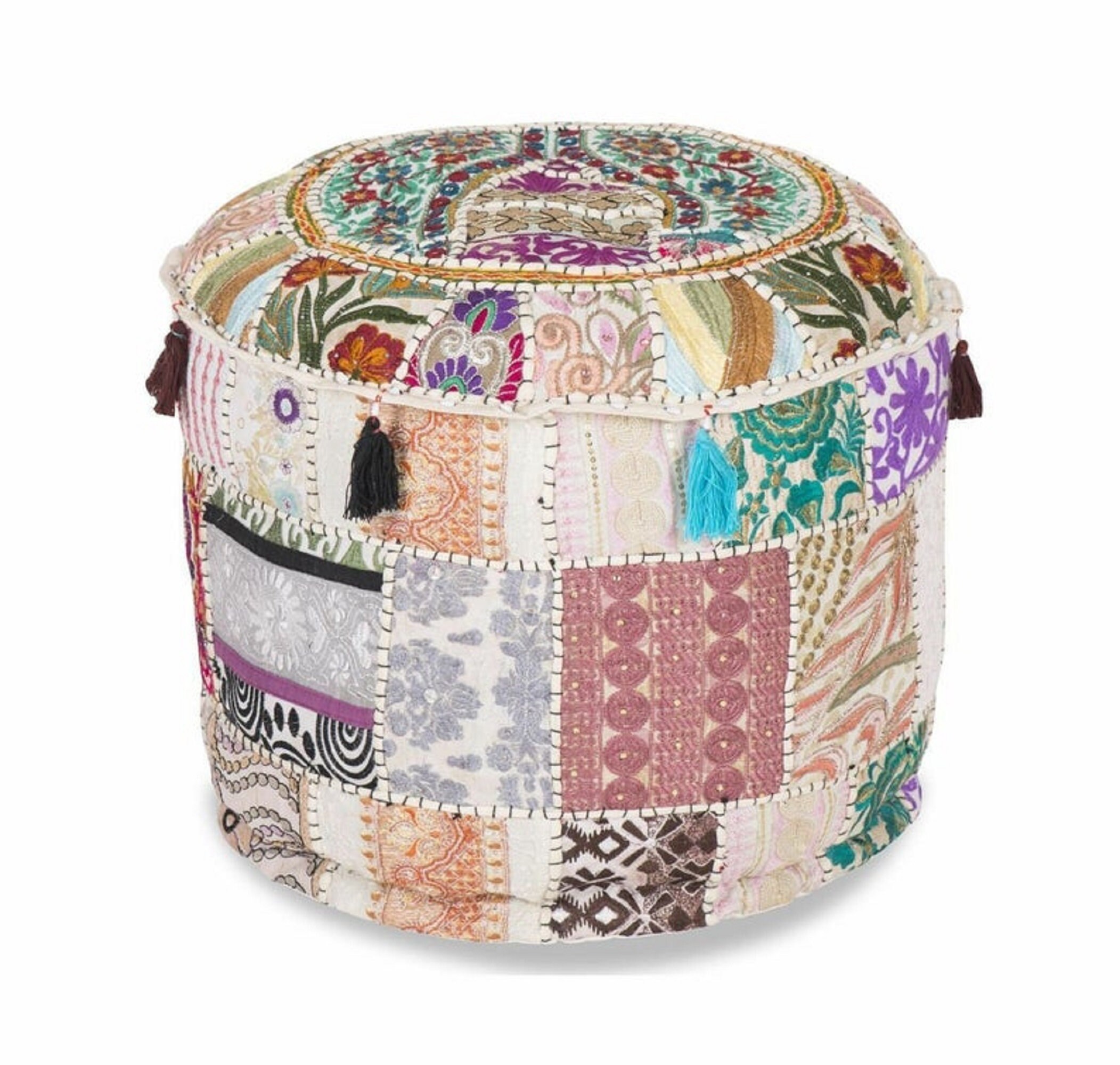 Ottoman pouf Indian Embroidery Handmade pouf Personalised Gift Footstool stool Ottoman Floor pouf Decorative Storage ottoman