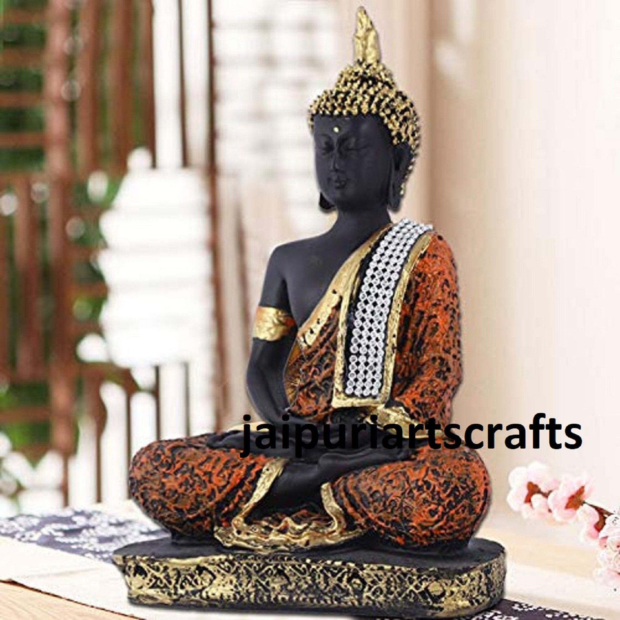 Statue de Bouddha orange Figurine de Bouddha méditant Décoration intérieure  Cadeau spirituel Protection thaïlandaise Décoration bouddhiste pour la  maison et le bureau -  France