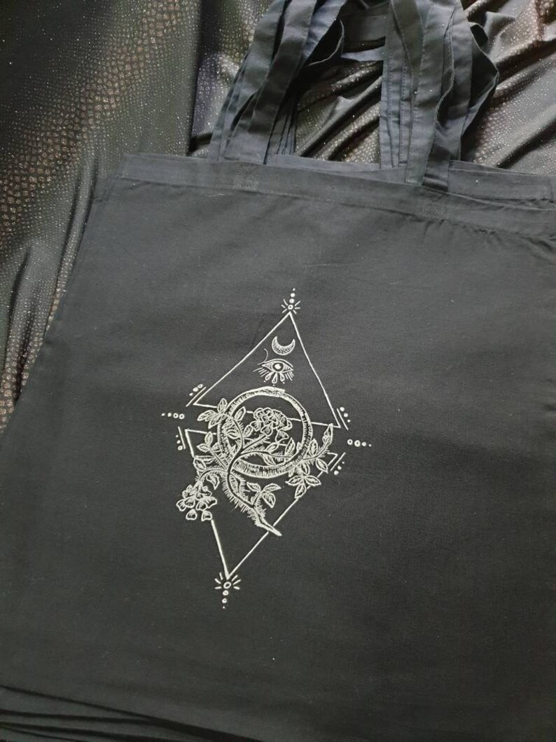Ouroboros...Screen printed eco cotton tote bag