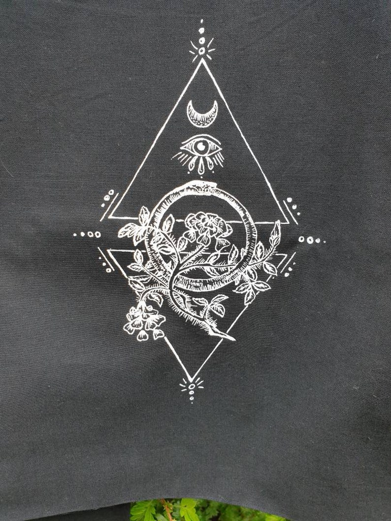 Ouroboros...Screen printed eco cotton tote bag