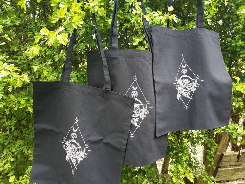 Ouroboros...Screen printed eco cotton tote bag