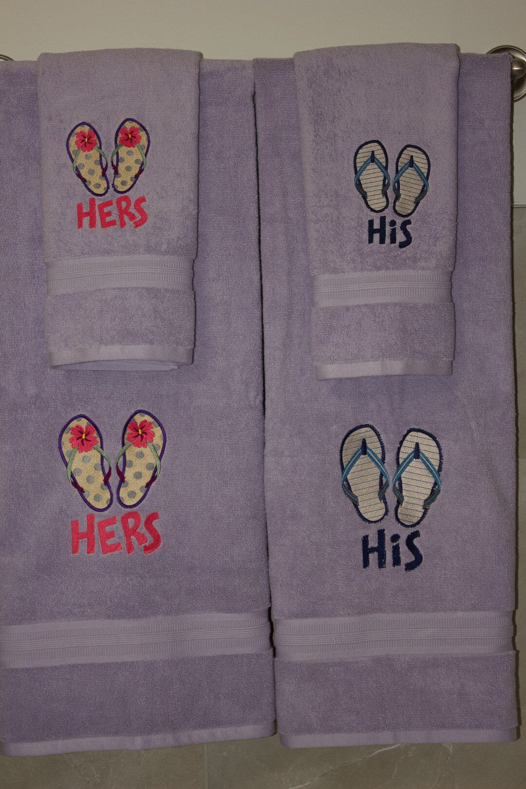 His/her Flip Flop Bath Towel Set Etsy