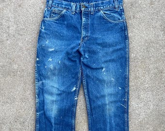 Vintage 70s Key Saddle King Faded Blue Denim Jeans, Cowboy