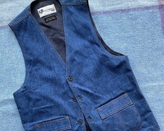 vintage des années 1970 Levi's Panatela Big E Button Denim Jean Vest 34 36 XS S