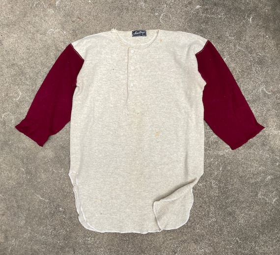 Vintage 1940s 50s Rawlings Wool 3/4 Sleeve Baseball Jersey 