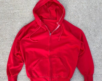 トップス Thermal Combination Sweat Zip Hoodie L Vintage 1970s Orange Thermal Zip up Hoodie / 70s Hoodie / True