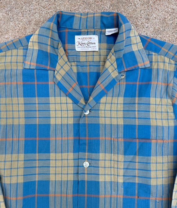 トップス 50s-60s Open Collar Check Shirt 1950's. box check opencollar shirt. たまには、なヴィンテージ