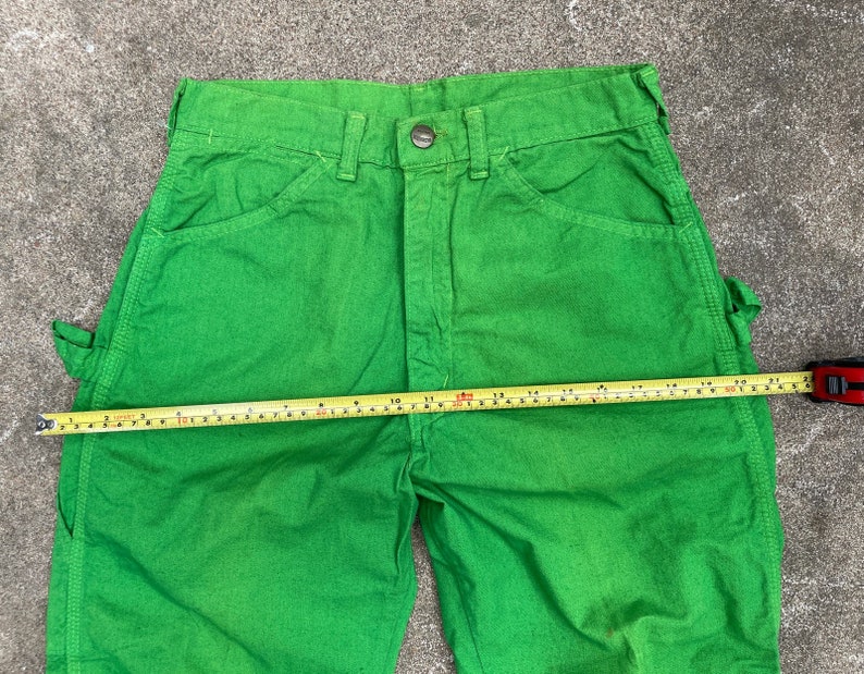 Pantalon de peintre léger vert acide DeeCee vintage des années 60 et des années 70// 28 29 x 34// Jeans de menuisier taille haute image 3