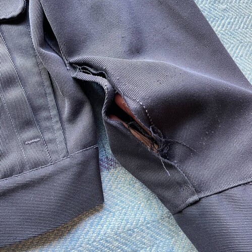 E.H.'s Vintage Worn Unbranded 1950s shops 60s Work Jacket / Med Large / Thrashed Worn Uniform Whipcord