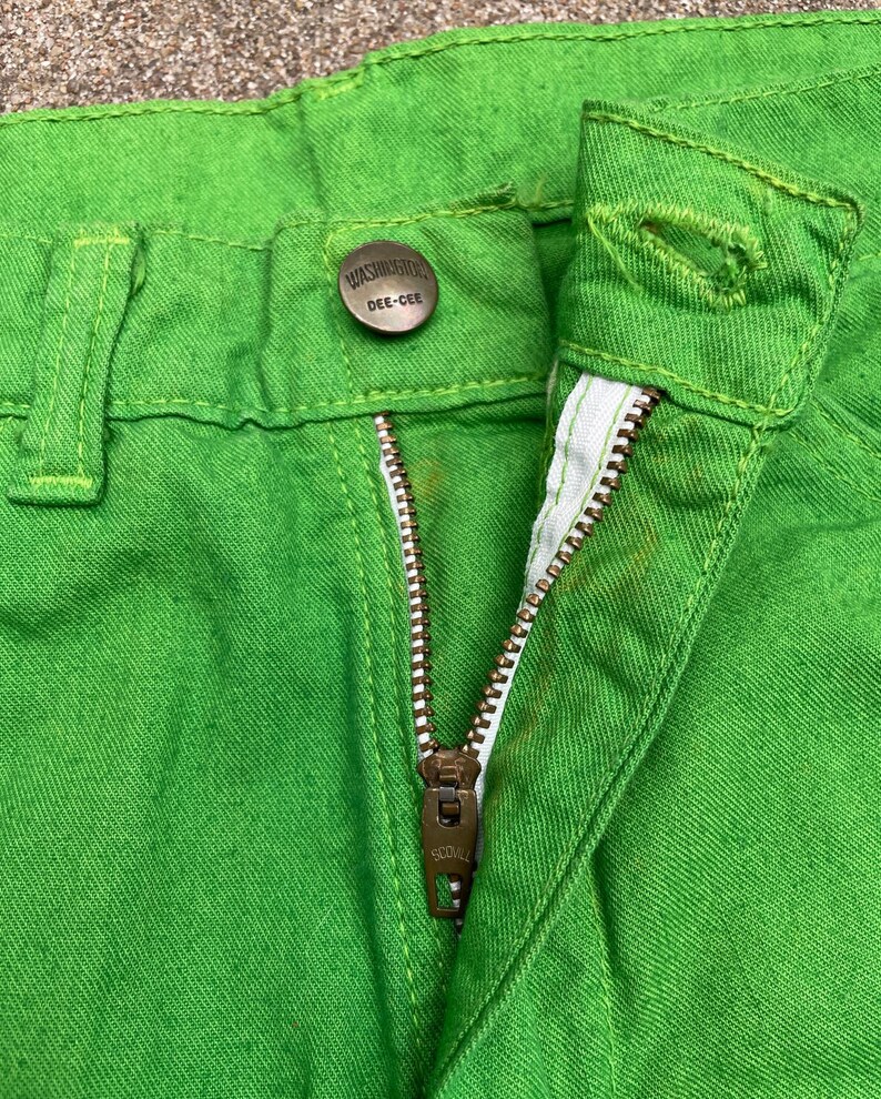 Pantalon de peintre léger vert acide DeeCee vintage des années 60 et des années 70// 28 29 x 34// Jeans de menuisier taille haute image 6
