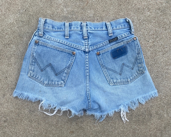 Vintage 1970s Wrangler Frayed Cutoff Jean Shorts 26 27 XS S 80s Distressed Denim Midrise Etsy UK