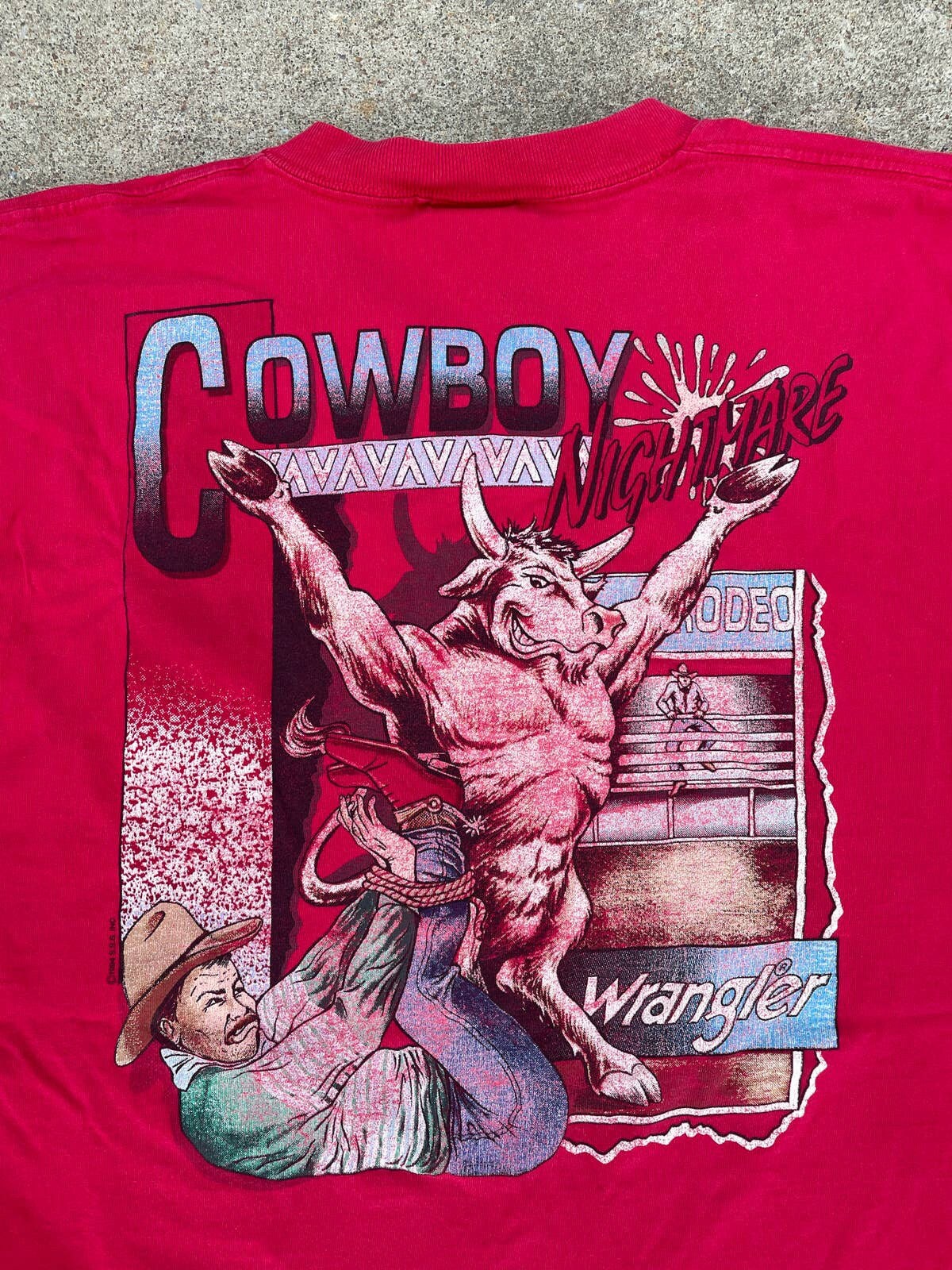 Vintage 1994 Wrangler cowboy Nightmare USA Made T shirt Rare