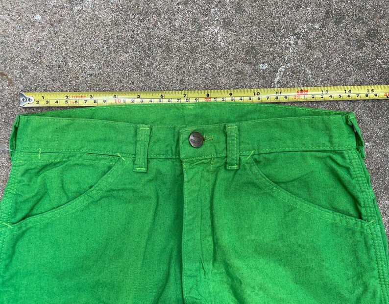 Pantalon de peintre léger vert acide DeeCee vintage des années 60 et des années 70// 28 29 x 34// Jeans de menuisier taille haute image 4