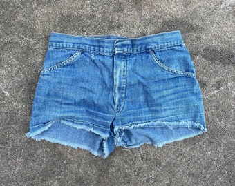 Vintage 1960s Worn Cutoff Denim Shorts // 26" XS S // Sanforized 1950s