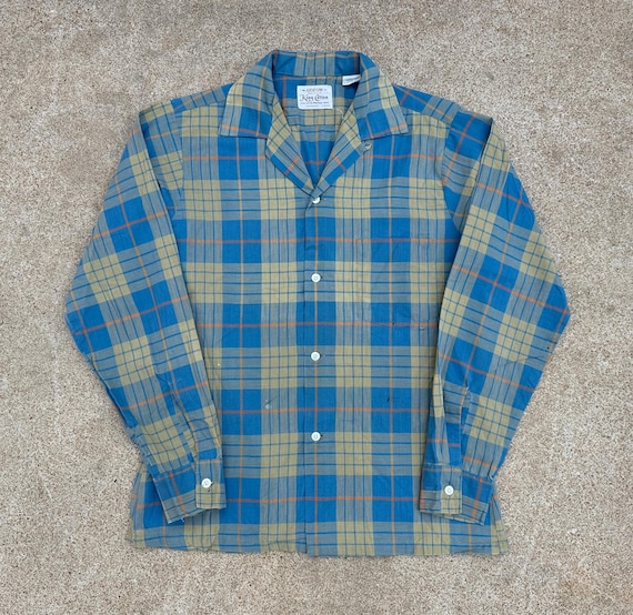 60's ARROW Rayon Open Collar USA ブルー POST JUNK / 60's～ ARROW DECTON GABANARO Open Collar Shirt
