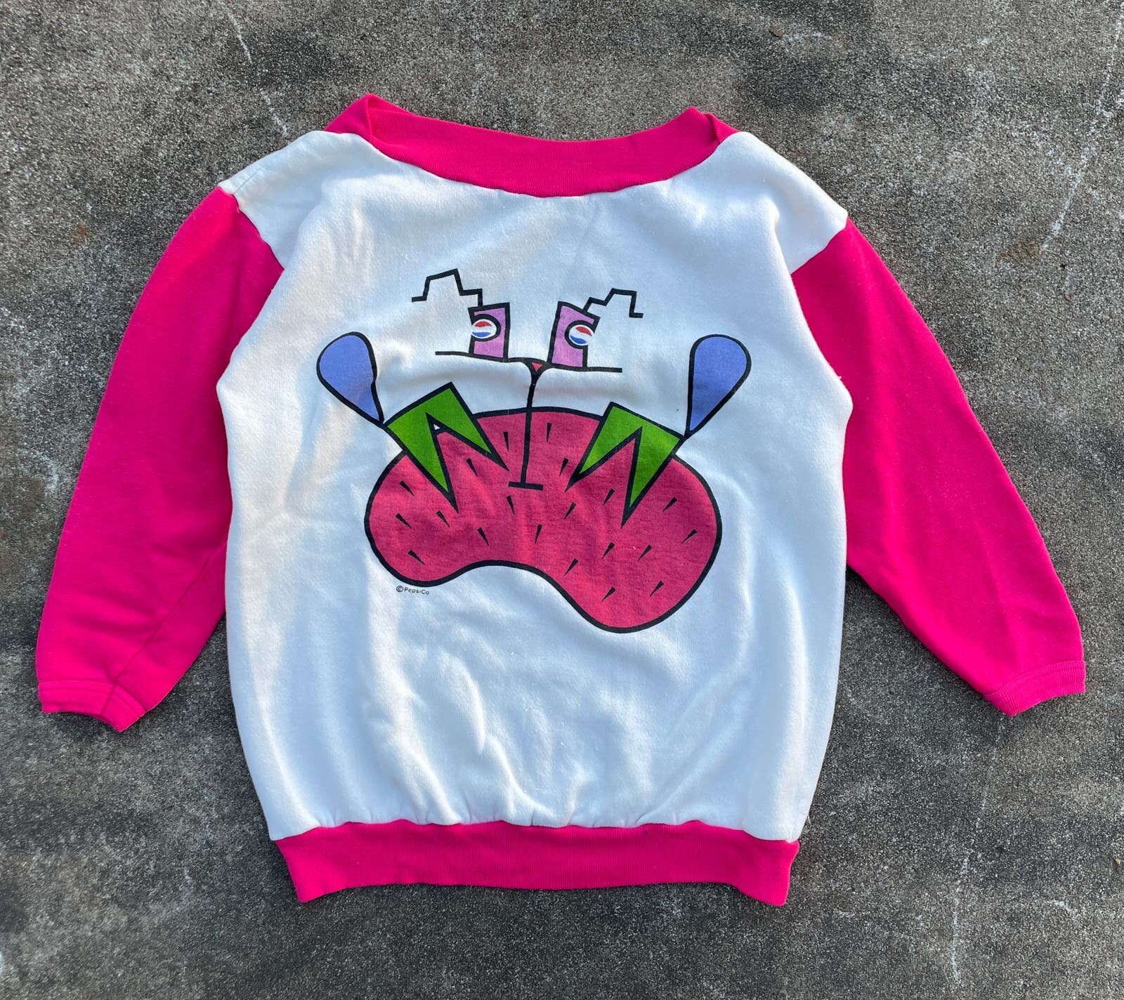Vintage 80s Pepsi Apparel Pop Art off Shoulder Sweatshirt // XS 