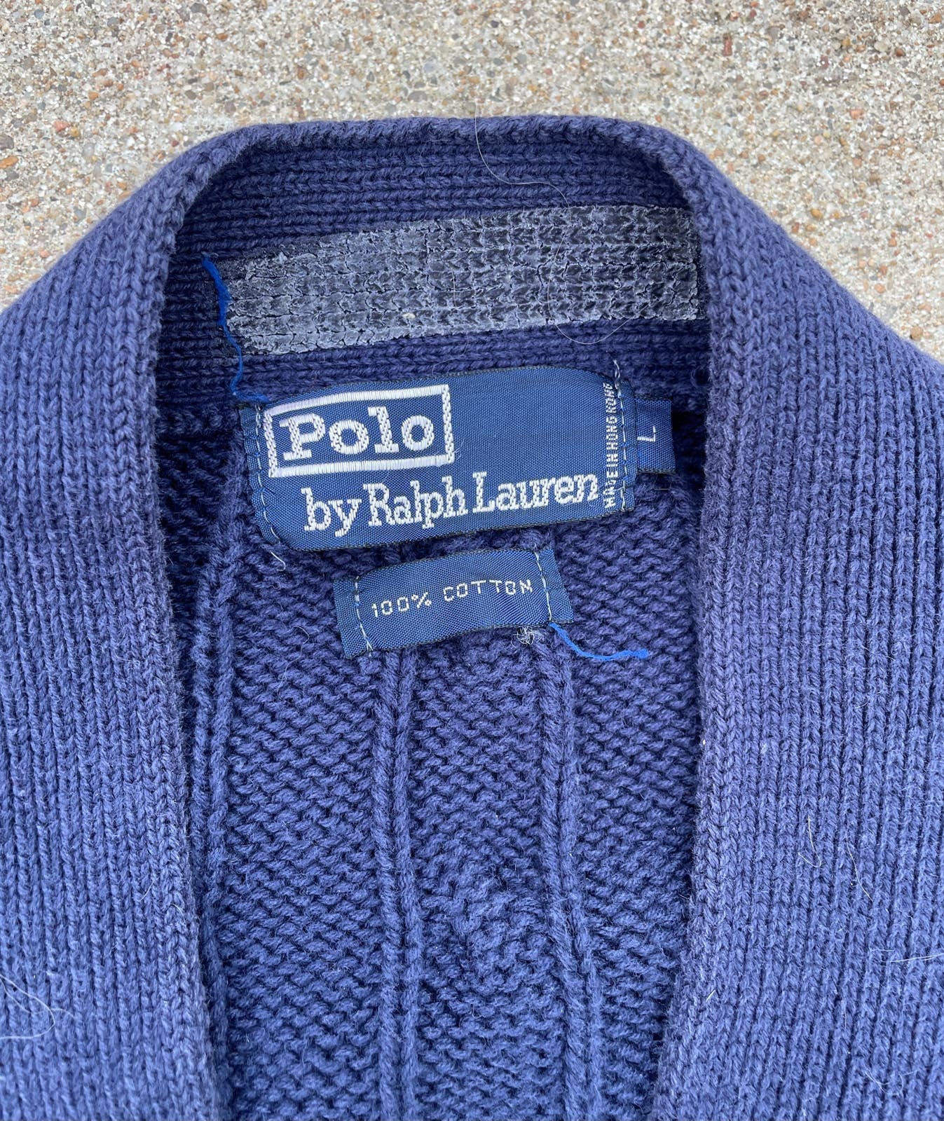 1990s Well-worn Polo Ralph Lauren Cableknit Cardigan Sweater 