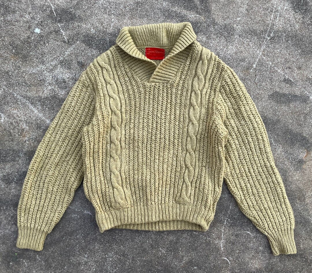 ☺*︎様 OLD Lambs wool sued knit Vintage 1950s Jantzen Mohair Wool Alpaca Cableknit Shawl