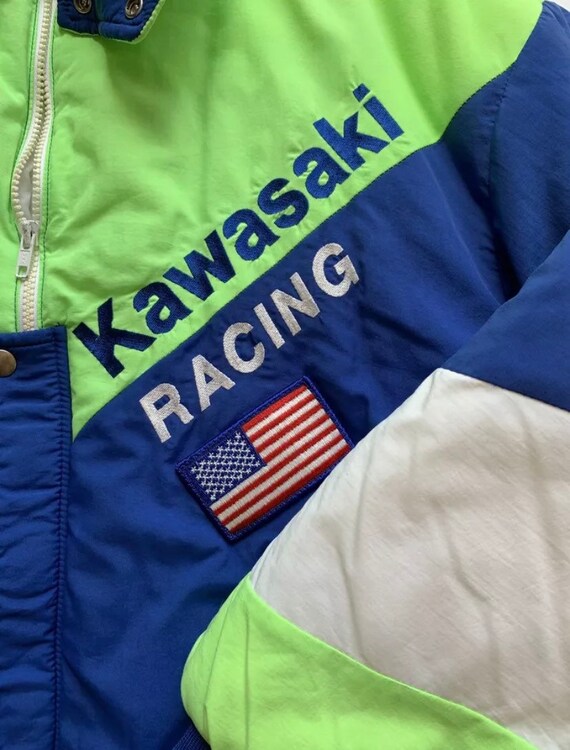 Rare Vintage 1980s KAWASAKI Racing Neon Green & Bl