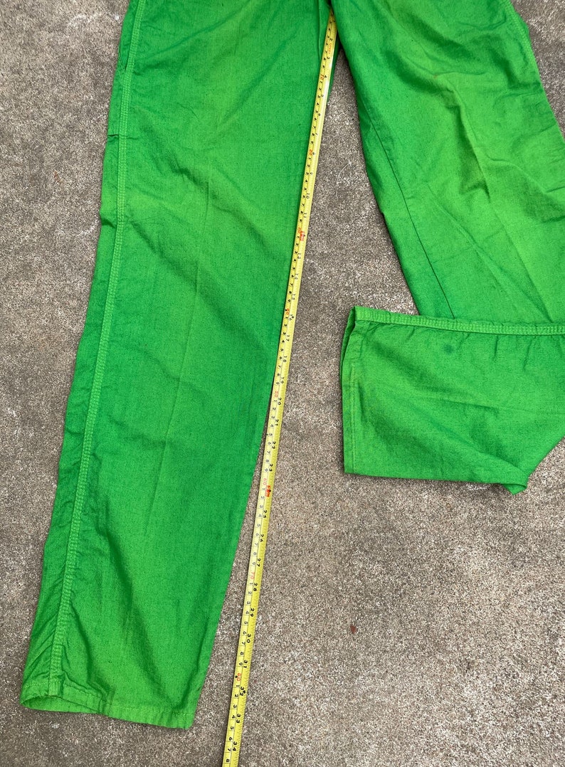Pantalon de peintre léger vert acide DeeCee vintage des années 60 et des années 70// 28 29 x 34// Jeans de menuisier taille haute image 9
