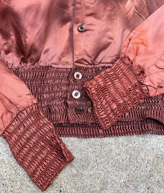 Rare 1960s Campus Ruched Satin Gaucho Disco Shirt… - image 4