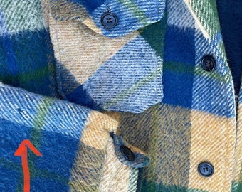 50〜60's CAMPUS OUTERWEAR Vintage 1960s Campus Outerwear Fuzzy Oversized Plaid Wool Blend
