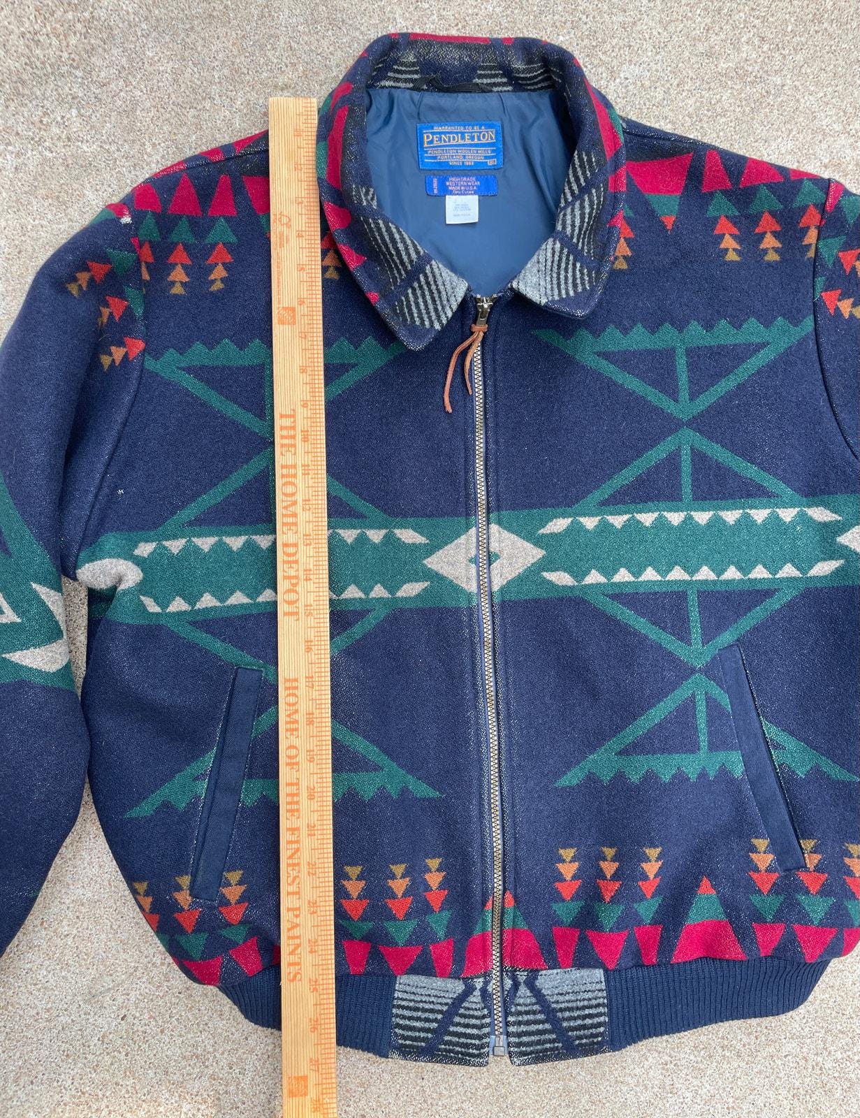 1960s-70s USA PENDLETON Plaid Wool Jacket Blue Mens-L