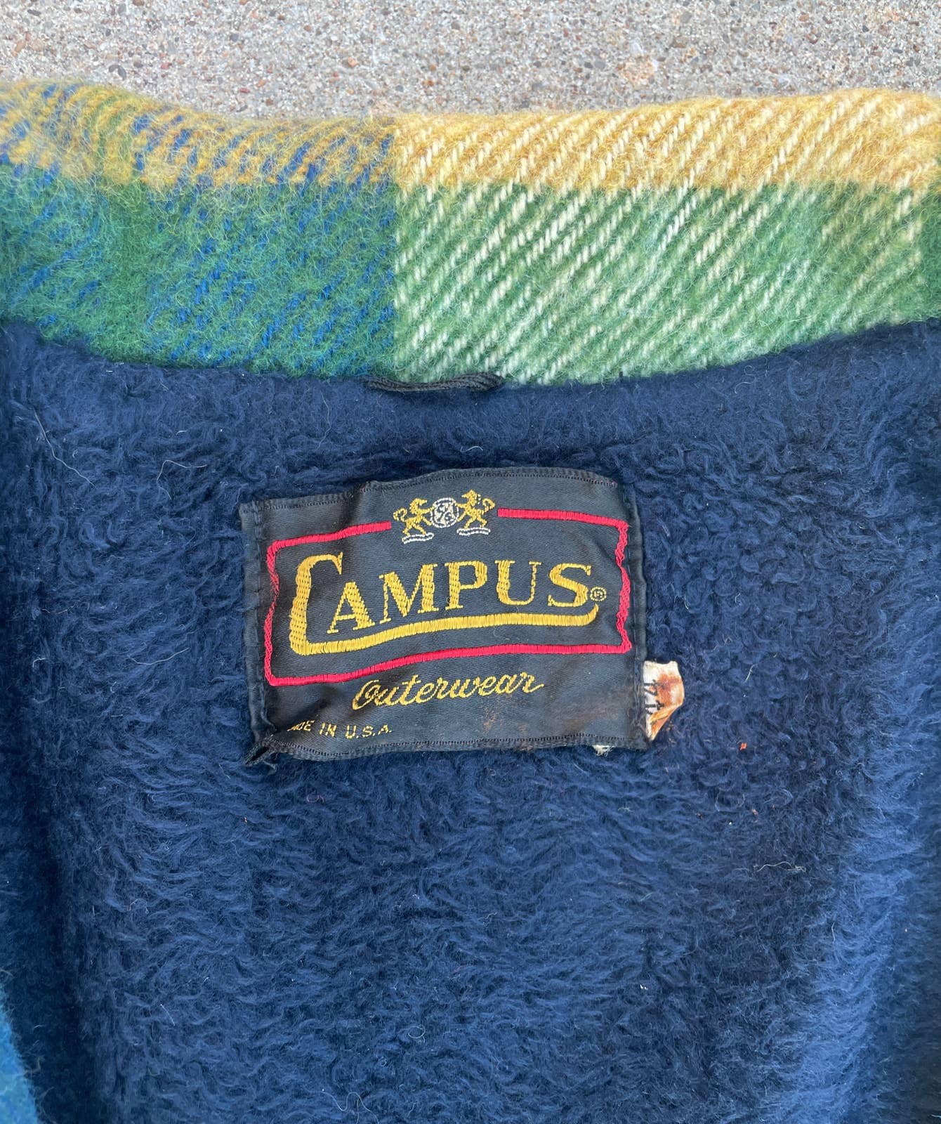 Vintage 1960s Campus Outerwear Fuzzy Oversized Plaid Wool Blend