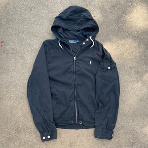 Ausgeblichene Polo Ralph Lauren Taschenjacke mit Kapuze // XLarge // Baumwollanorak 90s Vintage