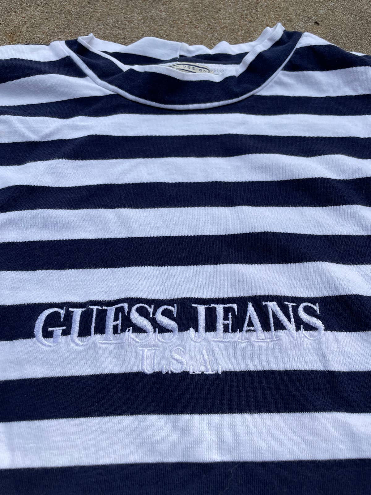 Original 1990s Vintage Guess Jeans Logo Embbroidered Striped 