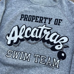 Vintage 1974 Alcatraz Swim Team Sweatshirt // Xsmall // 70s Creslan Souvenir Pullover Novelty San Francisco