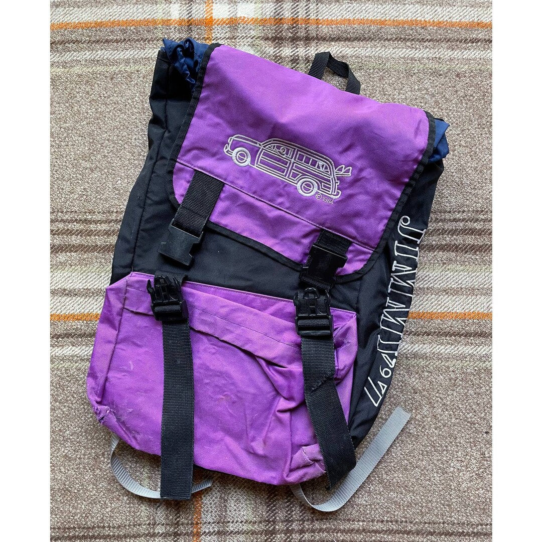 RARE 1984 Jimmy'z Purple Backpack Drawstring Rucksack Worn Thrashed ...