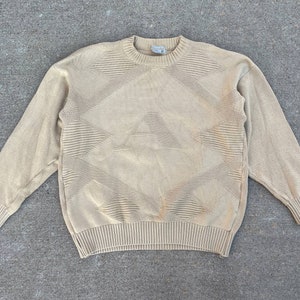 Vintage 90s Aquascutum &quot;A&quot; Textured Cotton Knit Crewneck Sweater // 42 M/L // Made in Great Britain