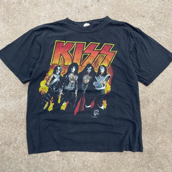 Vintage 1996/97 Kiss Alive Worldwide Tour Shirt // XL Large // Double Sided Band Tee 90s Worn