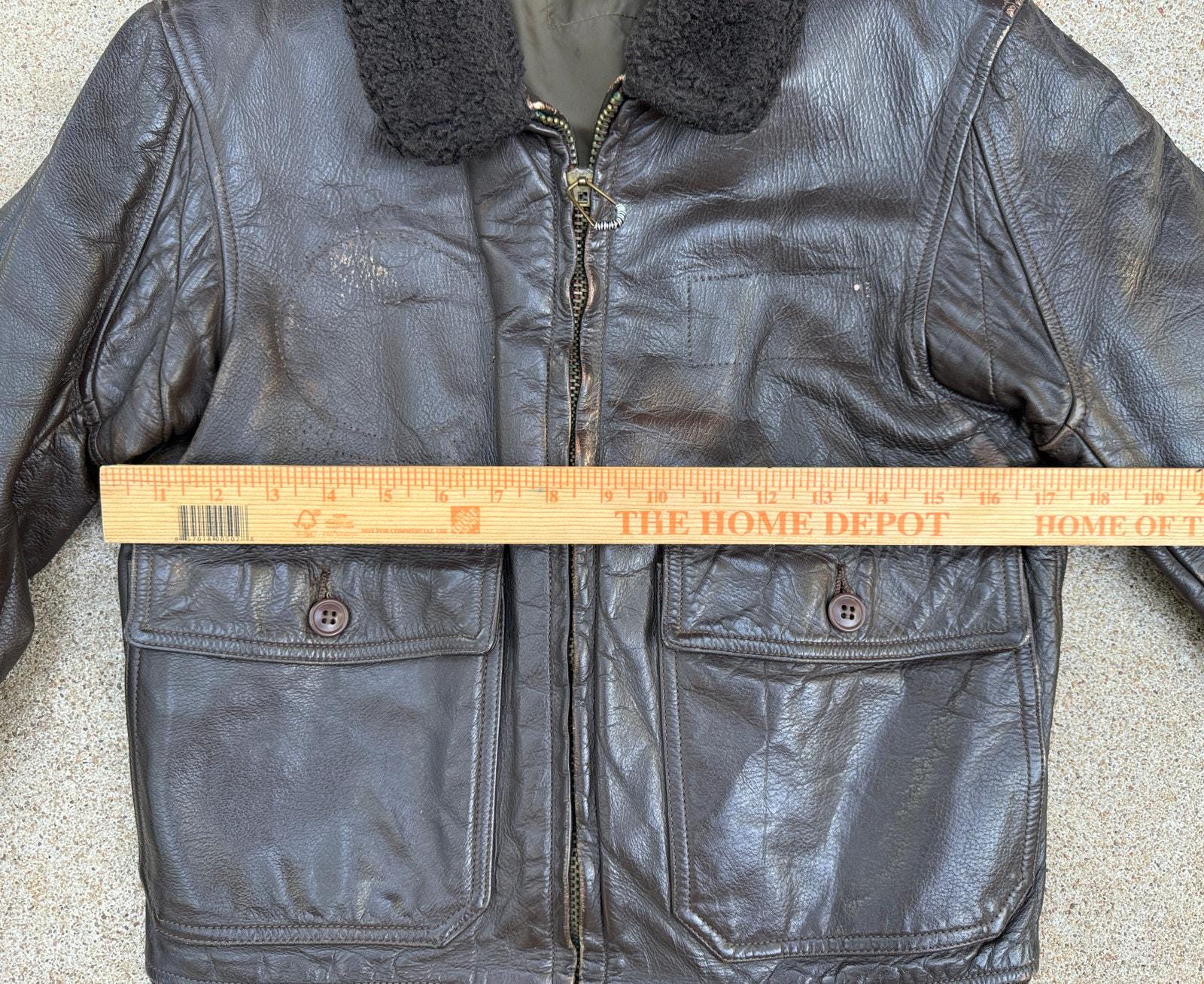 Vintage 60s USN Navy Leather G-1 Flight Bomber Jacket