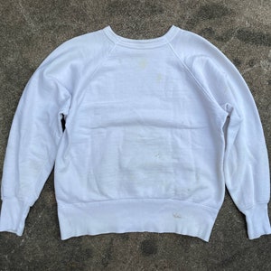 Vintage 1950s 60s Blank White Woven Crewneck Sweatshirt // XS Small Champion?