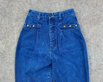80s 90s Wrangler Studded Pleated Western Jeans // 23" 24" XS // Sample Vintage Cowgirl Bareback Denim