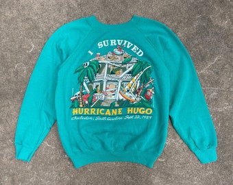 Felpa vintage 1989 Hurricane Hugo Charleston South Carolina // XS Small // Divertente souvenir