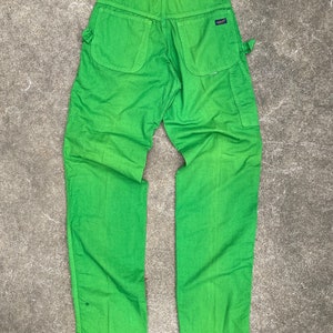 Pantalon de peintre léger vert acide DeeCee vintage des années 60 et des années 70// 28 29 x 34// Jeans de menuisier taille haute image 1