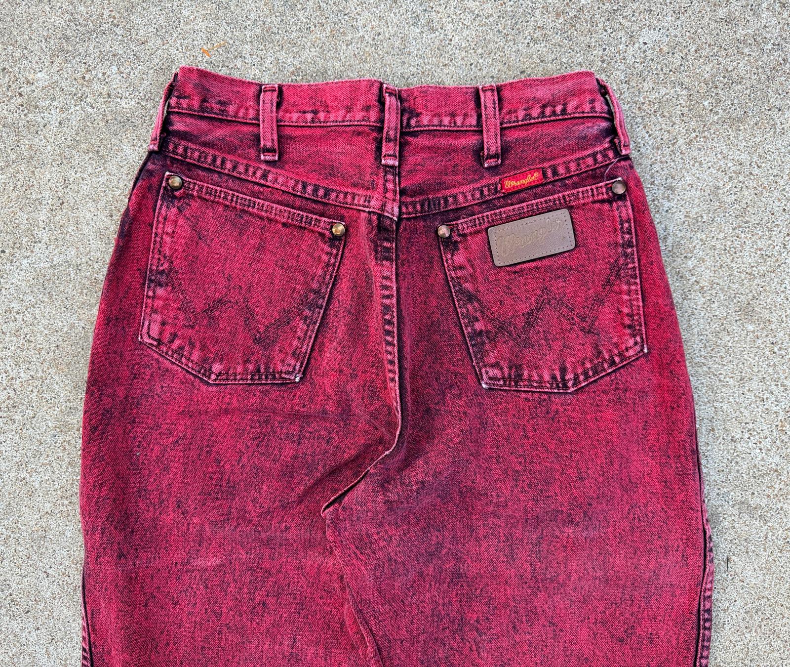 1980s Wrangler Bright Red Hot Pink Acid Wash Jeans // 10
