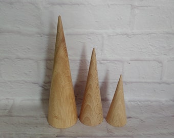 Big Wooden Cones set of 3 Large wood cone Eco friendly Wooden contemporary Christmas tree Unfinished DIY Wooden Doll Cones Model Rocket Nose