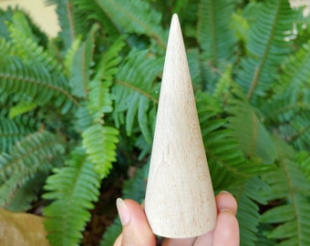 Wood cone 4 inch, Raw cone 4 inches, Natural Eco friendly Unfinished Unpainted wood cone