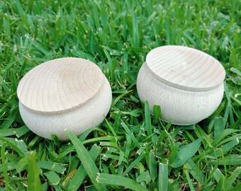 Set of 2 Little Boxes 85mm Round Unfinished Wooden Box with cover, Wooden Craft Box, Eco friendly gifts, Small Wood Box, Wedding Ring Box