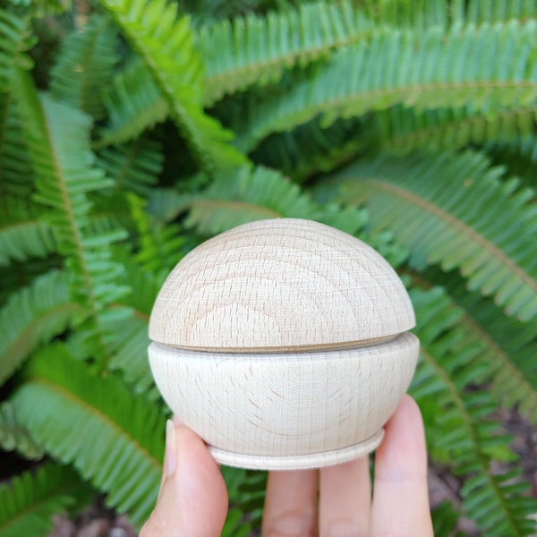 70mm Round Wooden Box with spherical cover Unfinished Craft Box eco friendly gifts Little Boxes Small Wood Box Rustic Wedding Ring Box